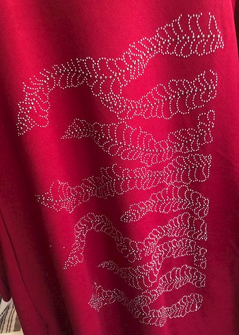 Kırmızı Uzun Kollu Payetli Tunik - Görsel 2