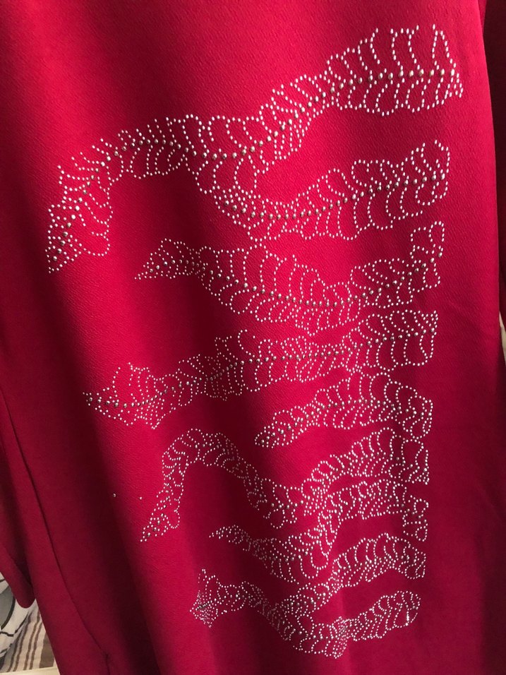 Kırmızı Uzun Kollu Payetli Tunik - Görsel 2