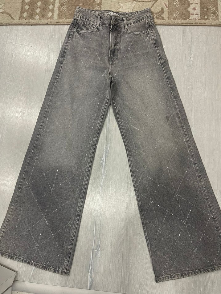 Kadın Lacivert Payetli Midi Kot Pantolon - Görsel 2