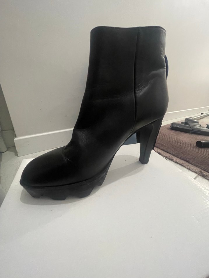 Siyah Deri Stiletto Topuklu Kadın Bot - Görsel 2