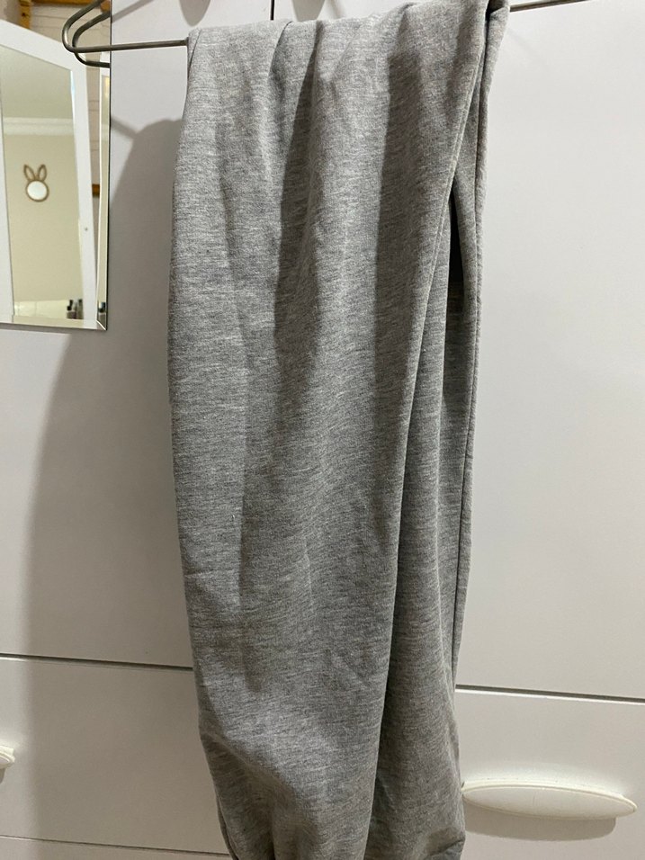 Gri Rahat Kesim Keten Kadın Eşofman - Görsel 2