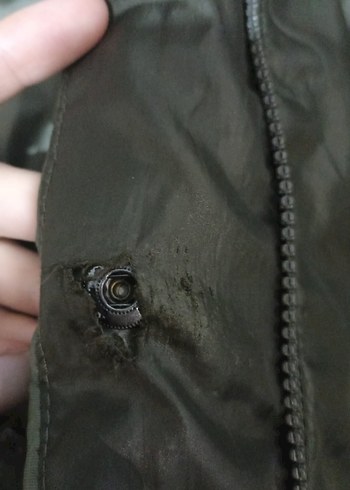 Düğmeli Gri Kadın Kışlık Mont - Görsel 4