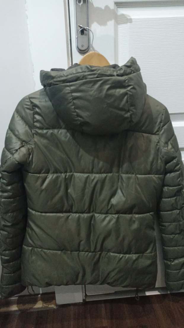 Düğmeli Gri Kadın Kışlık Mont - Görsel 2