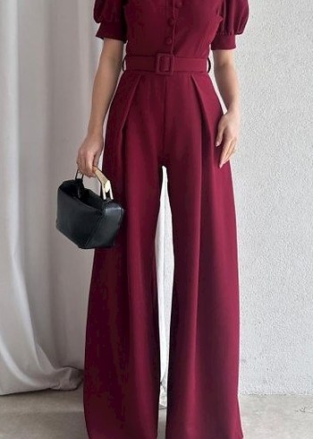 Bordo Kemerli Kadın Uzun Tulum
