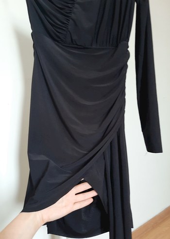 Trendyol & Milla Siyah Drapeli Mini Elbise - Görsel 3