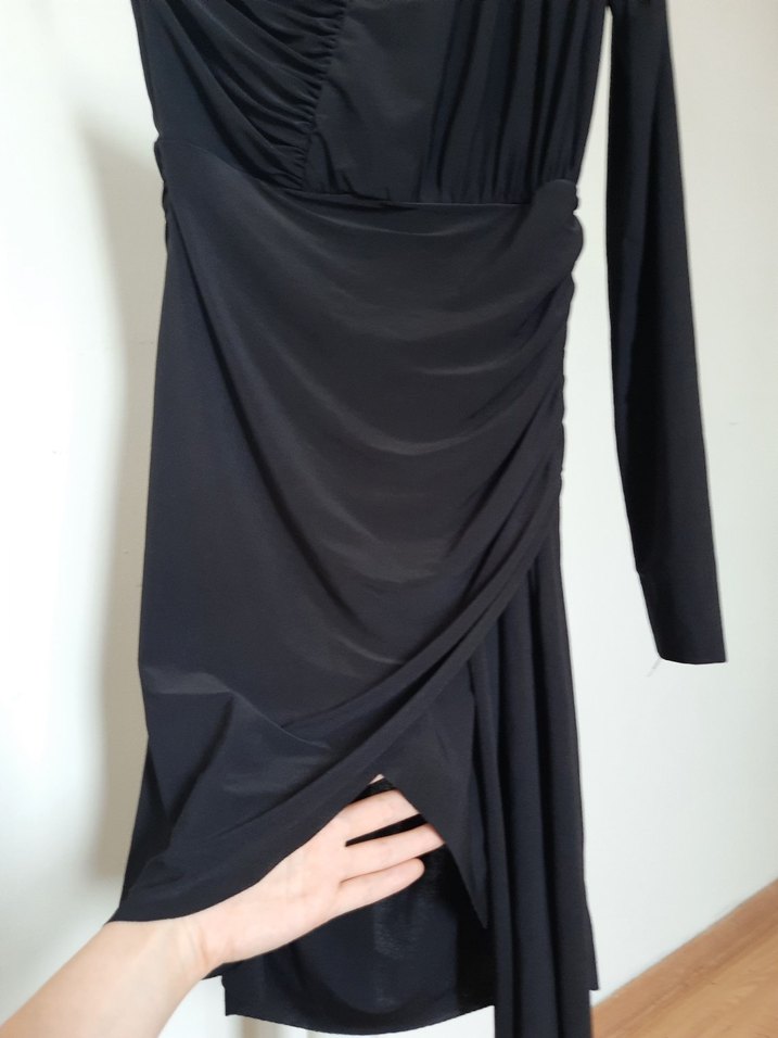 Trendyol & Milla Siyah Drapeli Mini Elbise - Görsel 3