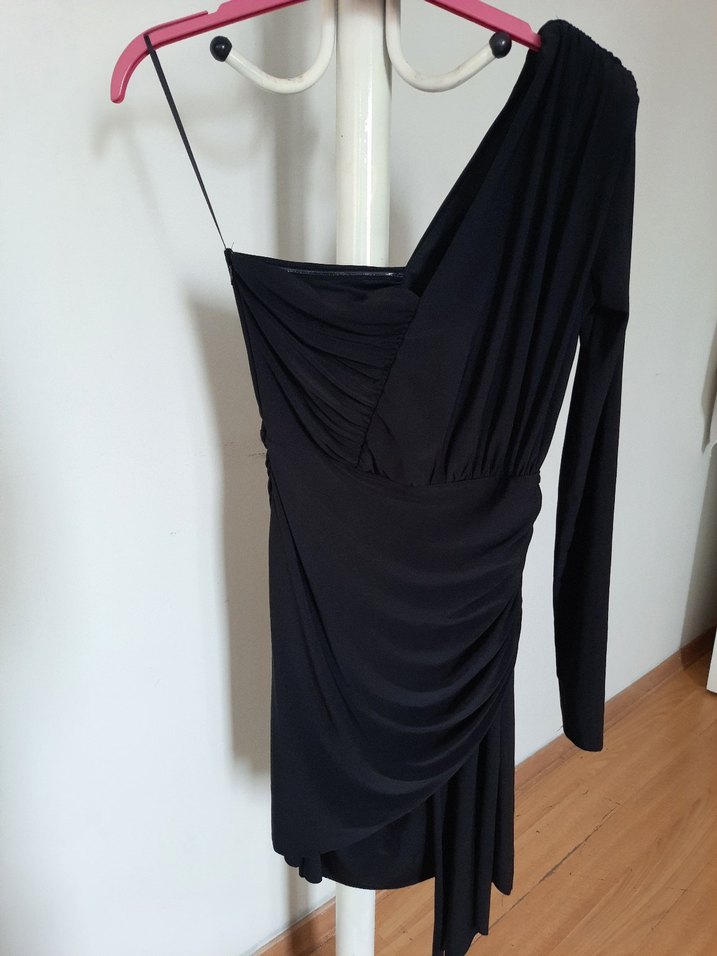 Trendyol & Milla Siyah Drapeli Mini Elbise - Görsel 2