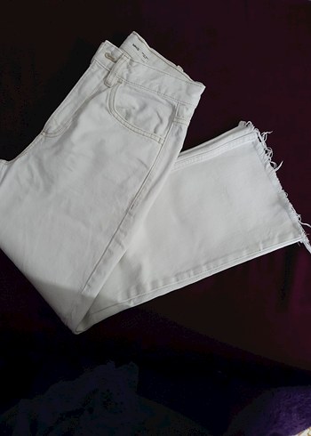 Beyaz Midi Boy Pamuklu Regular Fit Kadın Jean - Görsel 5