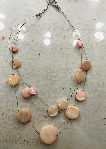 Accessorize  Seffaf İnce Katmanli Pembe Boncuklu Kolye