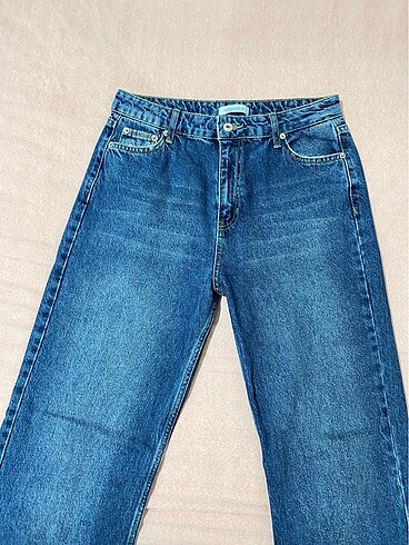 Lacivert yüksek bel wide leg jean