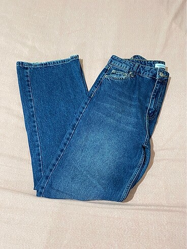 l Beden lacivert Renk Lacivert yüksek bel wide leg jean