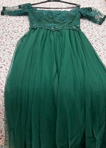 V Yaka Drapeli Lacivert midi boy Abiye Elbise - Görsel 7