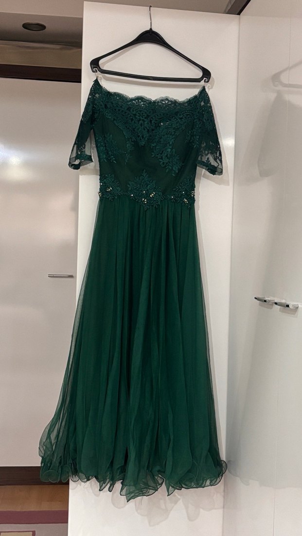 V Yaka Drapeli Lacivert midi boy Abiye Elbise - Görsel 4