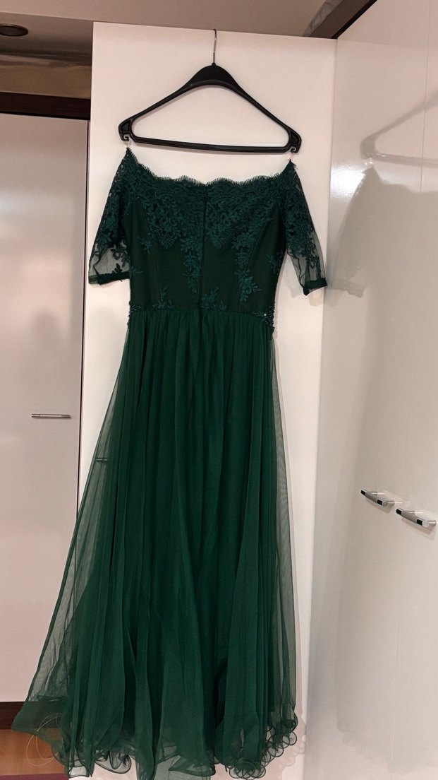 V Yaka Drapeli Lacivert midi boy Abiye Elbise - Görsel 5