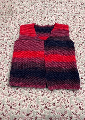 Bordo Örgü Kız Yeleği - Görsel 2