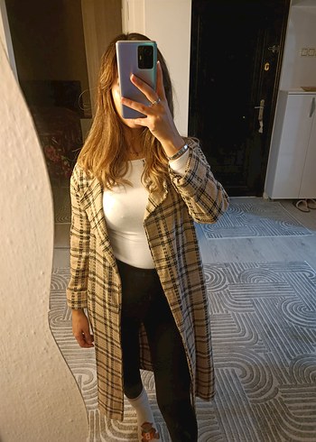 Kadın Ekose Midi Trençkot - Görsel 2