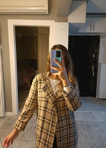 Kadın Ekose Midi Trençkot - Görsel 3