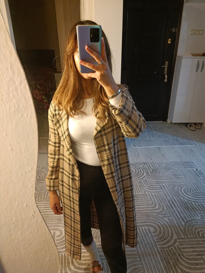 Kadın Ekose Midi Trençkot - Görsel 2