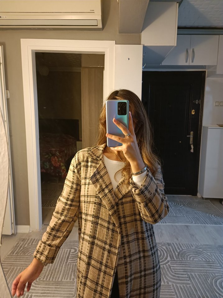 Kadın Ekose Midi Trençkot - Görsel 3