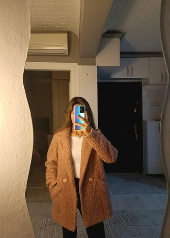 Kürk Detaylı Pembe Midi Kadın Kaban - Görsel 2