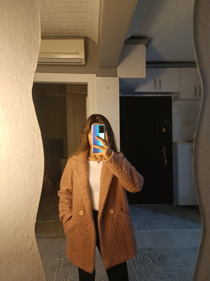 Kürk Detaylı Pembe Midi Kadın Kaban - Görsel 2