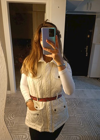 Düğmeli Beyaz Kadın Midi Yelek - Görsel 3