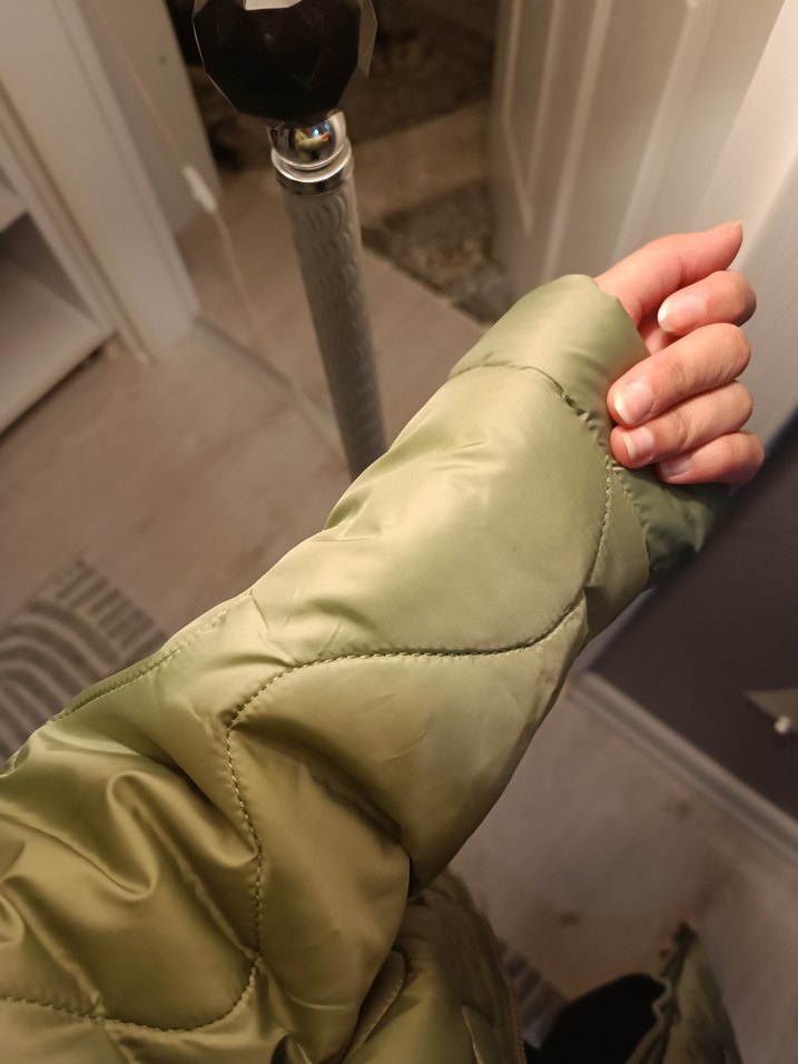 Kadın Kapitone Midi Kaban, Rahat Kesim, Haki - Görsel 3