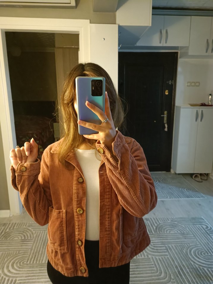 Bej Kadın Süet Gömlek Ceket - Görsel 2