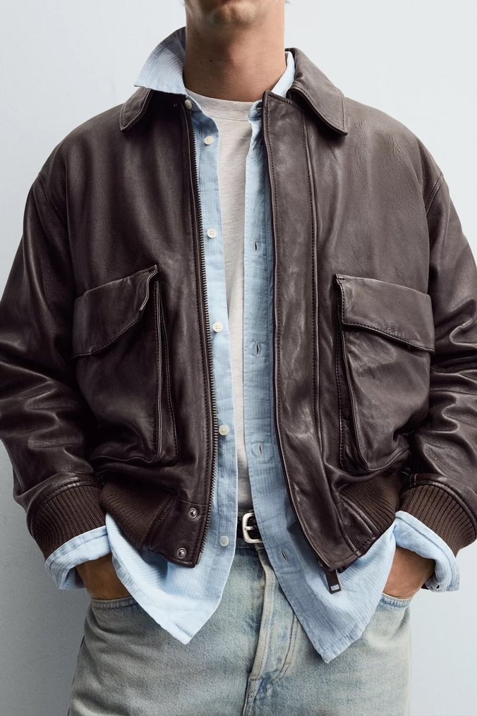 SIFIR ZARA HAKİKİ DERİ CEKET KAHVERENGİ S BEDEN - Görsel 4