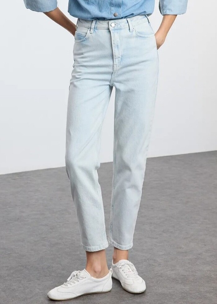Açık mavi mom jean  - Görsel 1