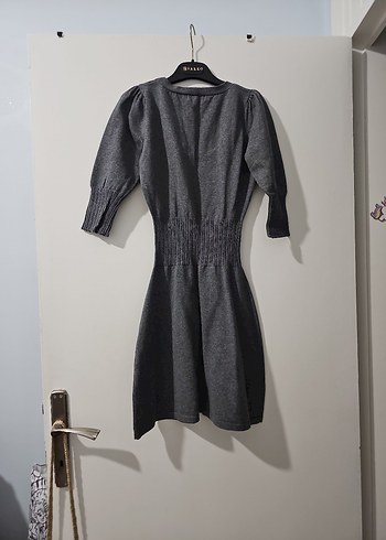 Mango Gri Bele Oturan Elbise - Görsel 4