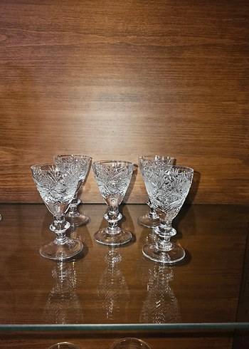 Vintage Kesme Kristal Mini Kadeh Seti - Görsel 2