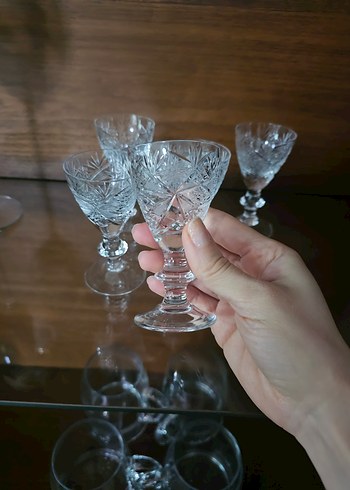 Vintage Kesme Kristal Mini Kadeh Seti - Görsel 4