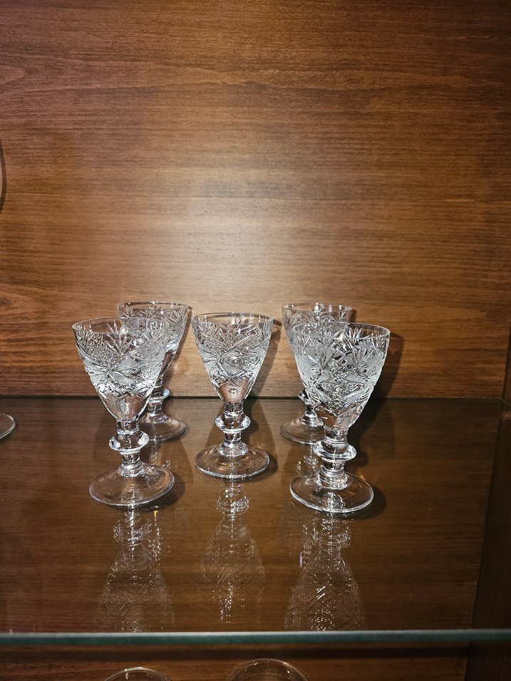 Vintage Kesme Kristal Mini Kadeh Seti - Görsel 2