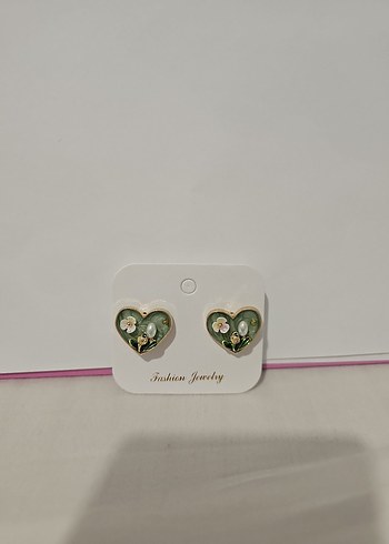 Yeni Etiketli Kalp Çiçek Ve İncili Küpe - Görsel 2