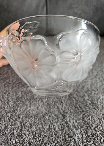 Çiçekli Kabartmalı Cam Şekerlik - Görsel 3