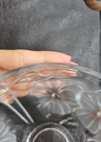 Çiçekli Kabartmalı Cam Şekerlik - Görsel 6