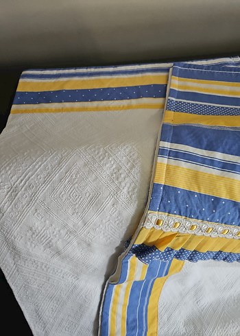 Sarı Mavi Sıfır Çift Kişilik Pike Takımı Çeyizlik - Görsel 5