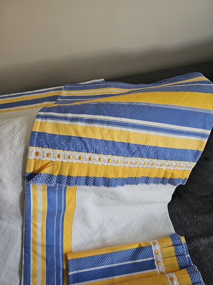 Sarı Mavi Sıfır Çift Kişilik Pike Takımı Çeyizlik - Görsel 2