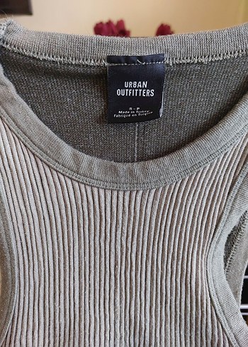 Urban Outfitters Haki Yüksek Yakalı Kadın Kolsuz Triko Atlet
