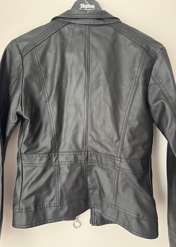 Siyah Kadın Deri Biker Ceket - Görsel 4