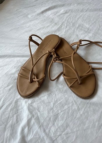 38 Beden ten rengi Renk Bej Deri Minimalist Sandalet