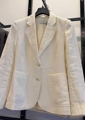Lufian Ekru Keten Blazer Ceket