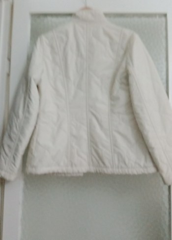 Düğmeli Krem Kadın Mont - Görsel 5