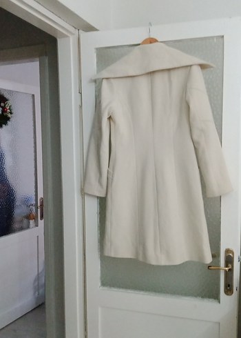 Krem Renk Uzun Kaban - Görsel 5