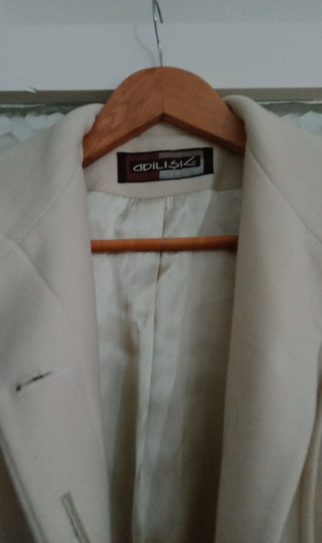 Krem Renk Uzun Kaban - Görsel 3