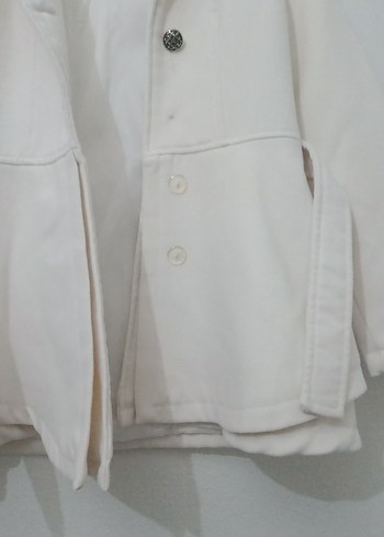 Düğmeli Krem Kaşe Mont - Görsel 4