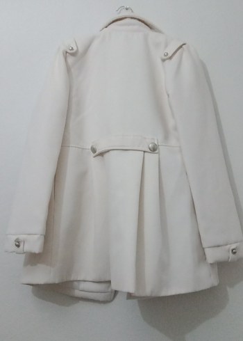 Kadın Krem Düğmeli Kaşe Mont - Görsel 4