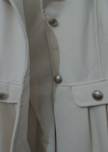 Kadın Krem Düğmeli Kaşe Mont - Görsel 3