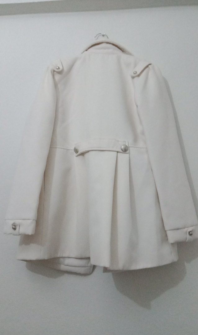 Kadın Krem Düğmeli Kaşe Mont - Görsel 4